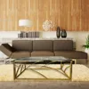 Stainless Steel Rectangular Accent Glass Coffee Table for Living Room- 46.8" Modern Sleek Center Table with Lounge Table with Bl 6
