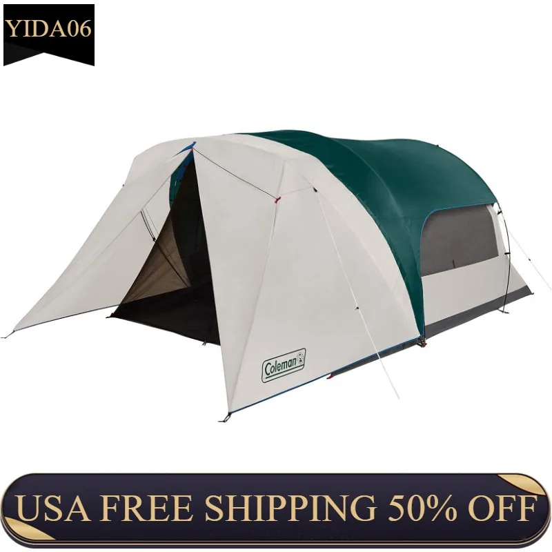 

Cabin Camping Tent with Screened Porch, 4/6 Person Weatherproof Tent with Enclosed Screened Porch Option, Includes Rainfly,