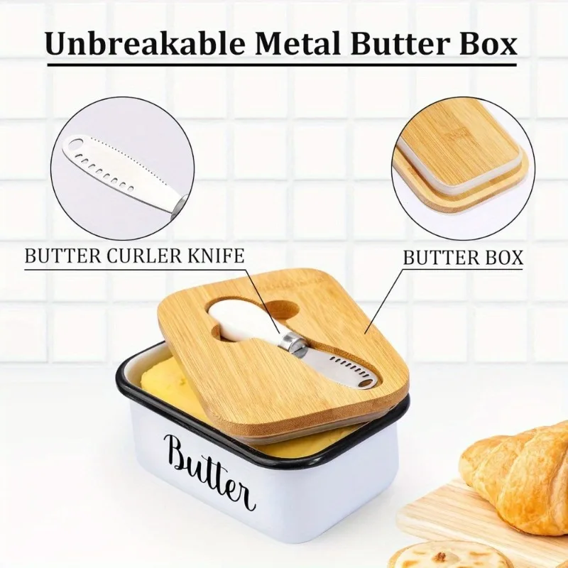 Rectangular Ceramic Butter and Cheese Storage Box with Airtight Sealed Lid Includes Butter Slicer Ideal for Kitchen Home Use