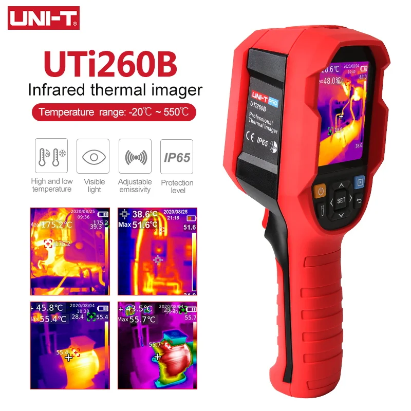 Kamera termowizyjna UNI-T UTI260B, 256x192 pikseli, HD, kamera termowizyjna na podczerwień, do konserwacji elektrycznej obwodów, wykrywania wycieków wody.