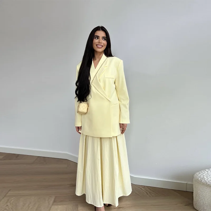 Casual One Button Slit Suit Women Loose Solid Lapel Short Sleeve Pockets Jackets  Summer Lady All-match Commute Outwear New