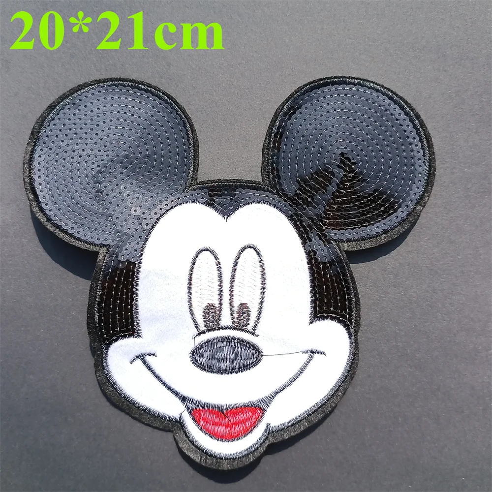 Large Sequin Mickey Mouse Patch, Disney Iron on Patch, Embroidery