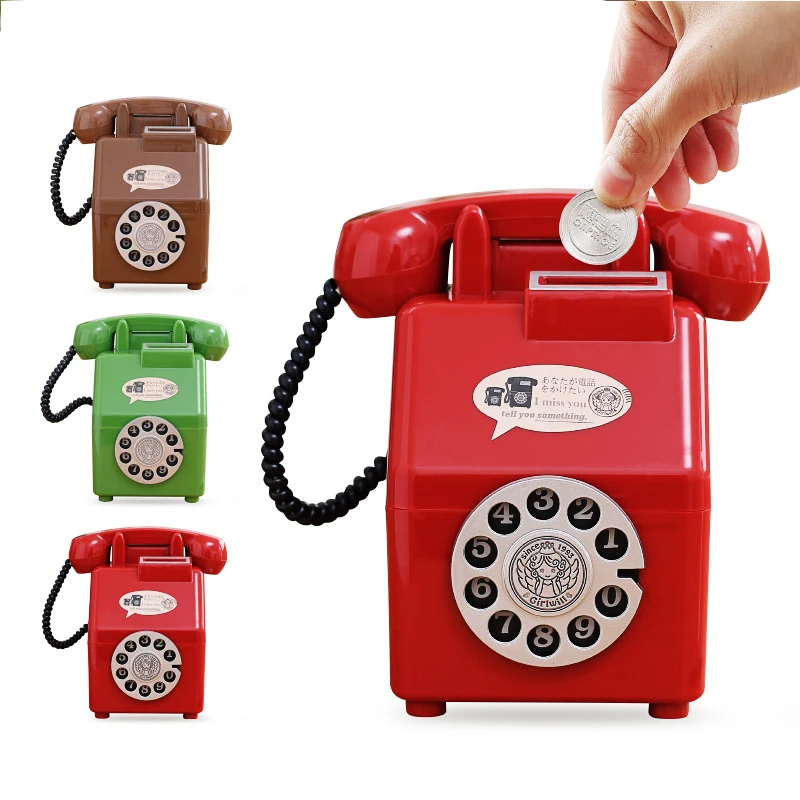 Retro Telephone Children Money Box Avocado green Creative Piggy Bank Coin Classical Coins Collector Home Decor Valentine present