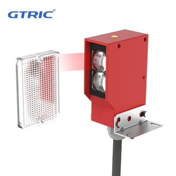 GTRIC 광전 센서, 역반사 사각 광전 적외선 스위치, IP67 방수, 24-220V AC DC 범용, 10m 거리