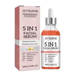 30ml Face Serum 5 In 1 Moisturizing Vitamin C Hyaluronic Acid Facial Serum Shrink Pores Smoothing Skin Care Deep Hydration