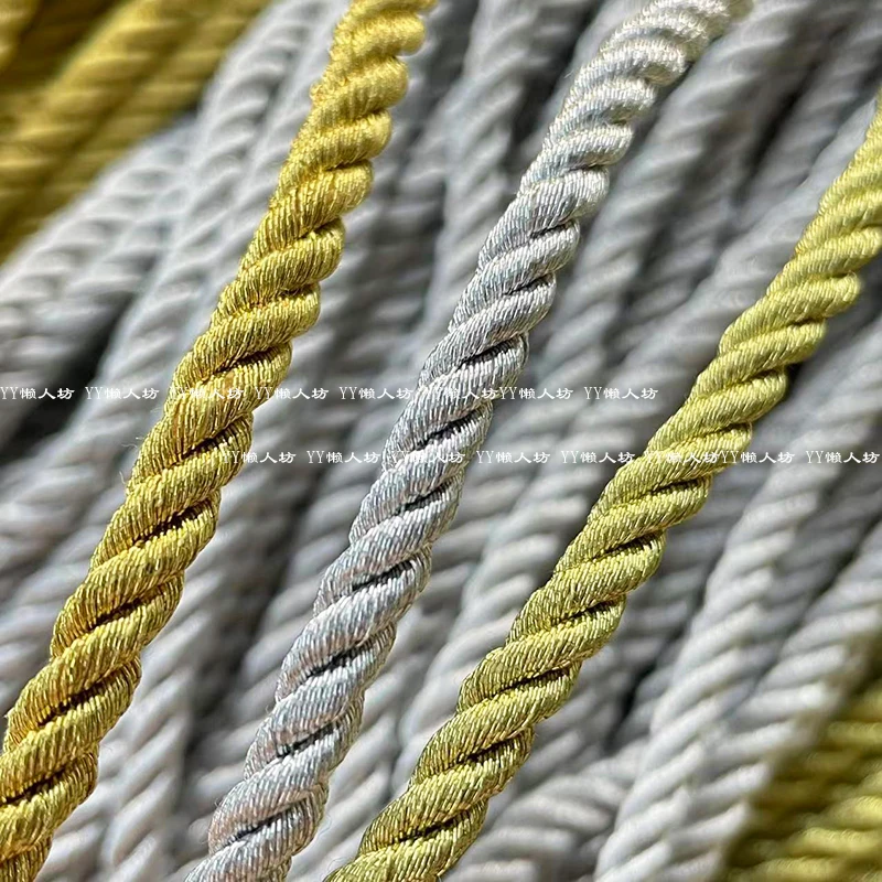2/3/5mm Deep Gold Light Gold and Silver 3-Strand Rope Round Rope Button Handbag Accessories Christmas Gift Box Home Decoration