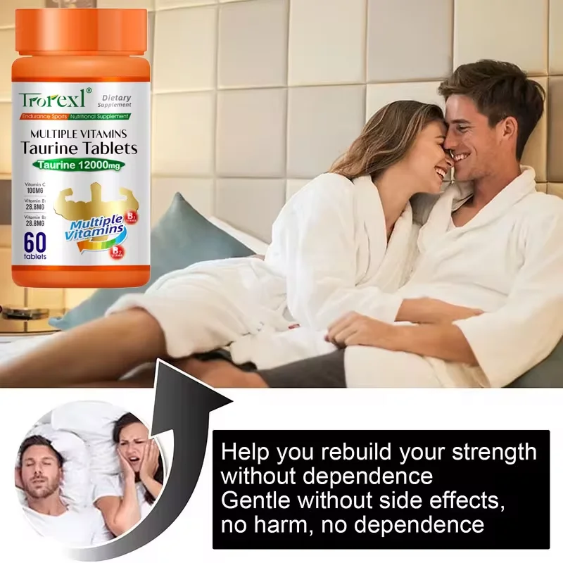 Organic Taurine Pills 60 Tablets Pure Non-GMo Supports Reproductive Health Natural Energizer health product tablets,health supplement