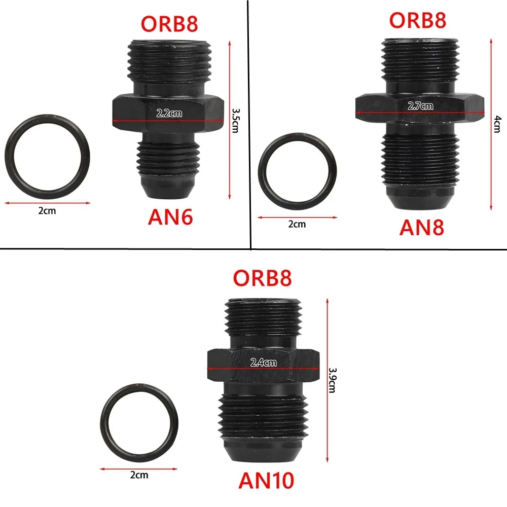 ORB O-ring AN6 AN8 AN10 Aluminum Male Adapter Flare Fitting Union Nitrous Oil Fuel Hose End Straight AN Male To AN Coupler oil line fitting adapter aluminum hose fitting
