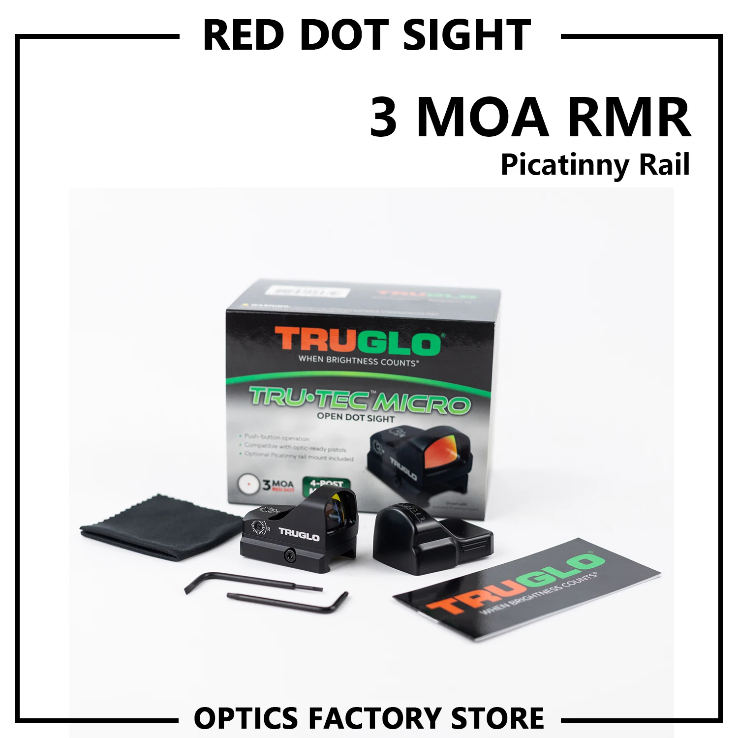 

TRUGLO Lightweight Compact Parallax Free Tactical Red Dot Reflex Scope Optics Riflescope Fit Airsoft Weapons 20mm Rail Hunting