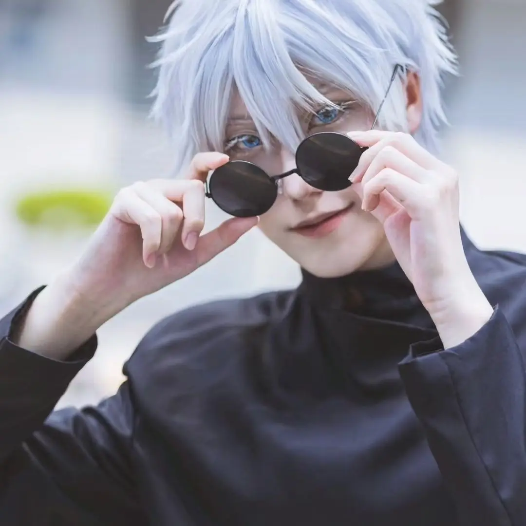 

Anime Jujutsu Kaisen Gojo Satoru Cosplay Glasses Prop Anime Metal Frame Sunglasses Gift Accessories Wig