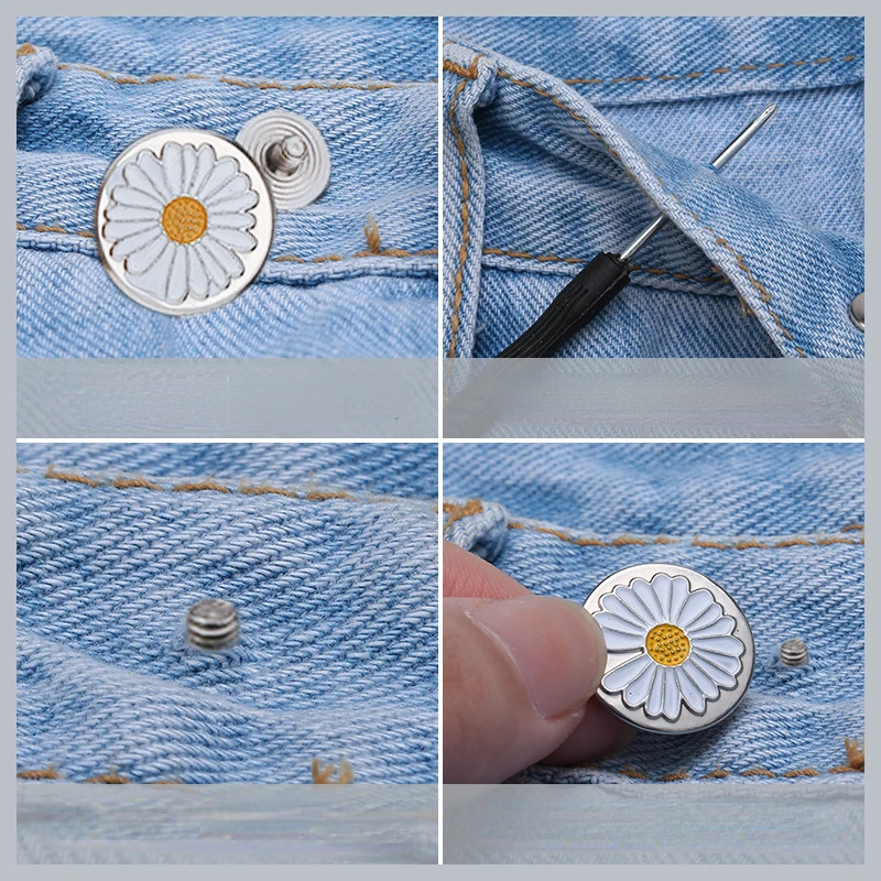 10pcs Adjustable Jean Button For Pants Buttons For Pants Waist Adjustment  Metal Naps For Jeans Magic