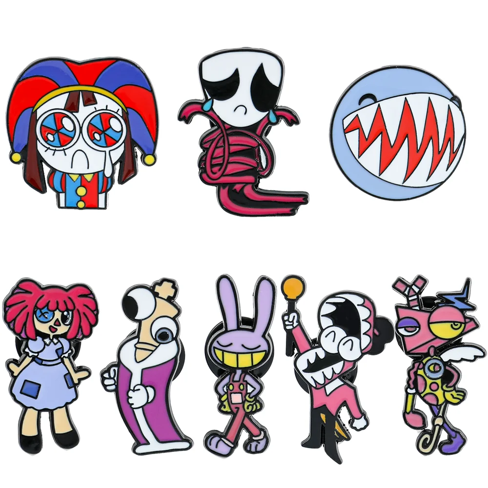 

The Amazing Digital Circus Brooch Trend Figure Pomni Jax Ragatha Metal Badge Enamel Pin Jacket Jeans Lapel Pin Kawaii Jewelry