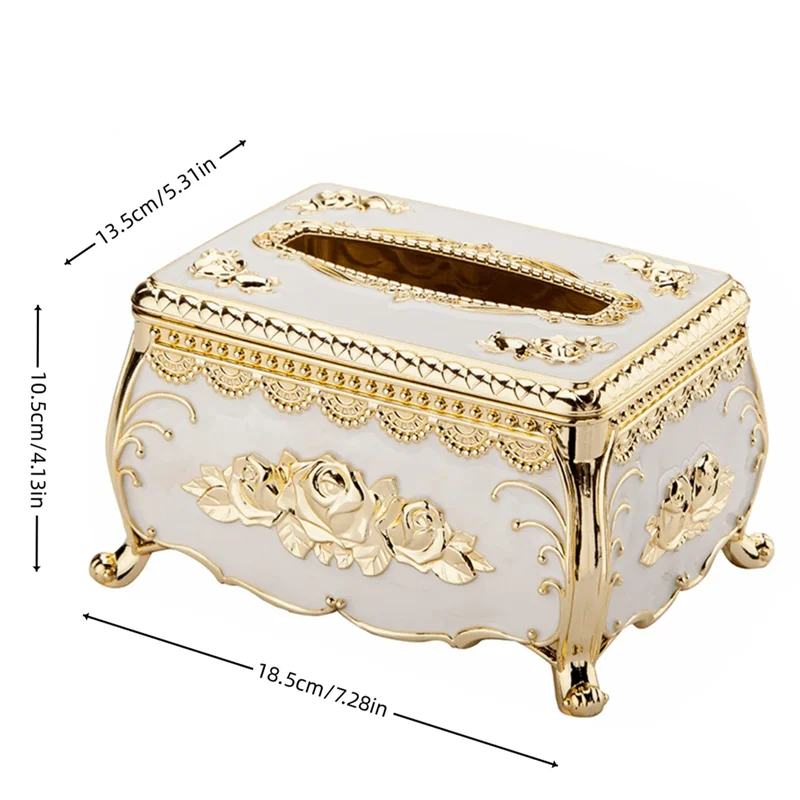 1Pcs gold storage tissue box Nordic style light luxury gilded decorative storage box suitable for living room/bathroom cabinets 6