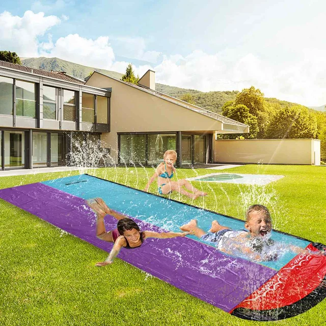 Children Surf Water Slide Outdoor Garden Racing Lawn Water Slide Spray Summer Water Games Pool Toy Toboggan Aquatiqu 480x140cm 3