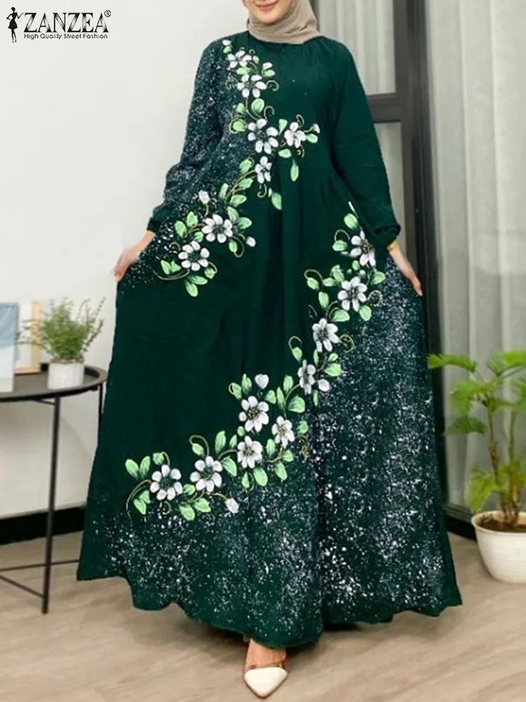 Abito Musulmano Floreale Abaya Maxi – Elegante E Largo Con Maniche Lunghe, Perfetto Per Ramadan, Preghiera E Occasioni Speciali