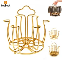 Rotating Cup Drying Rack Stand with 6 Hooks, Bottle Drainer Holder Glass Cup Spin Organizer for Kitchen Office Restaurant 1