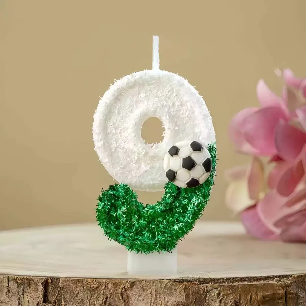 شموع عيد ميلاد جديدة بأرقام 0-9 أصلية بلونين متغير تدريجي على طراز كرة القدم لتزيين شمعة الحفلات الرقمية