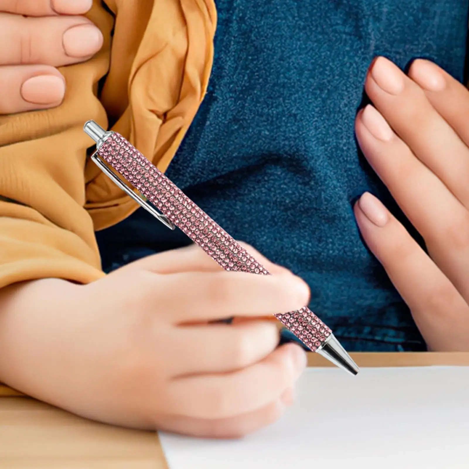 Luxury Ballpoint Pen Pearl Rhinestone Ballpoint Pen Retractable Ink Rhinestone Pen Rhinestone Cute Rose Gold Metal Stationery