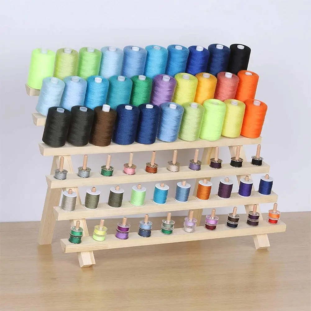 Spools Foldable Wooden Thread Holder Sewing Embroidery Thread Rack