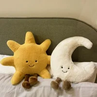 High Quality Smile Face Moon Yellow Sun Plushie Cushion Stuffed Cute Weather Plush Toy for Kid Bedroom Decor Sofa Throw Pillow 4