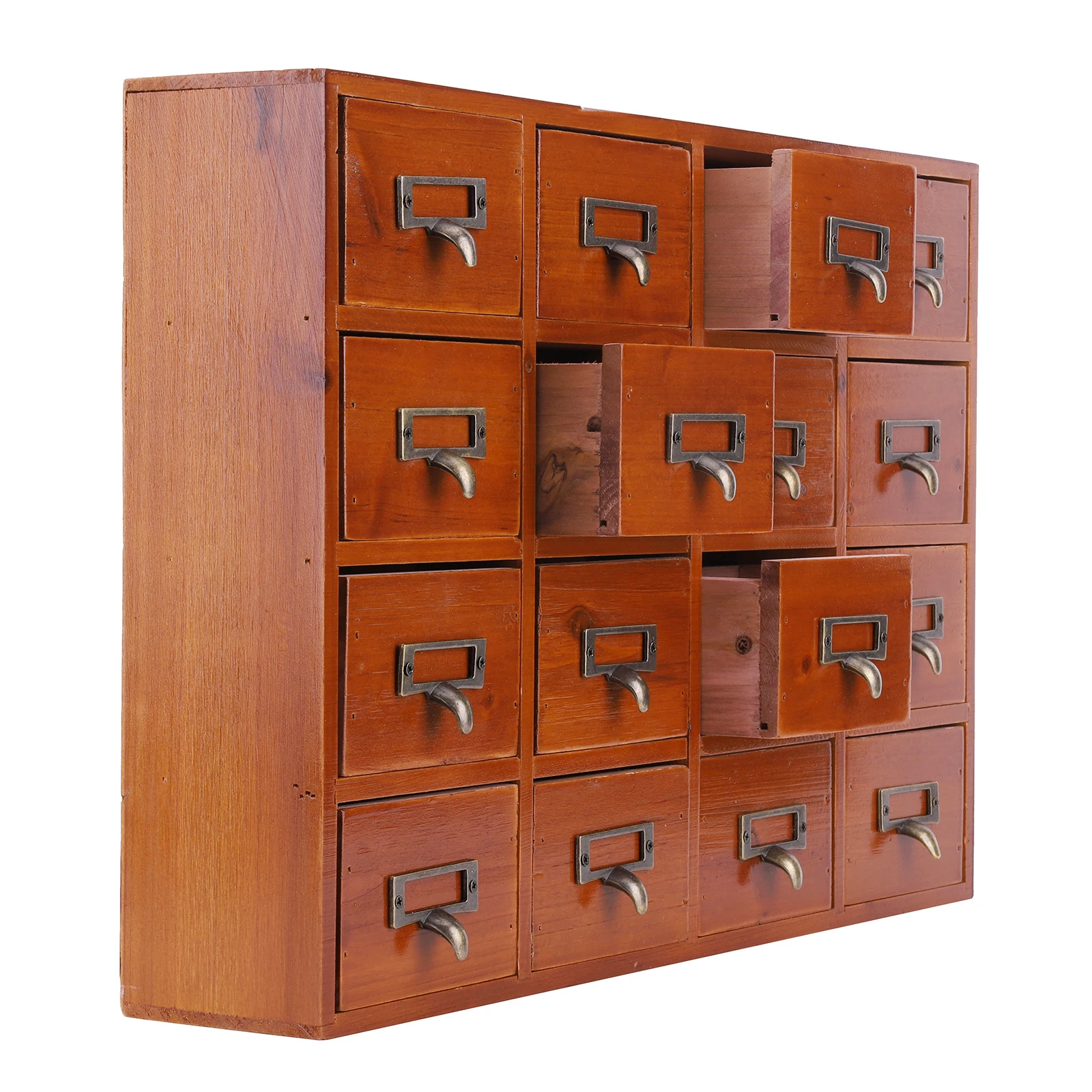 Card Catalog Cabinet with 16 Drawers Traditional Apothecary Cabinet Multifunction Rustic Wood Desk Drawer for Countertop 6