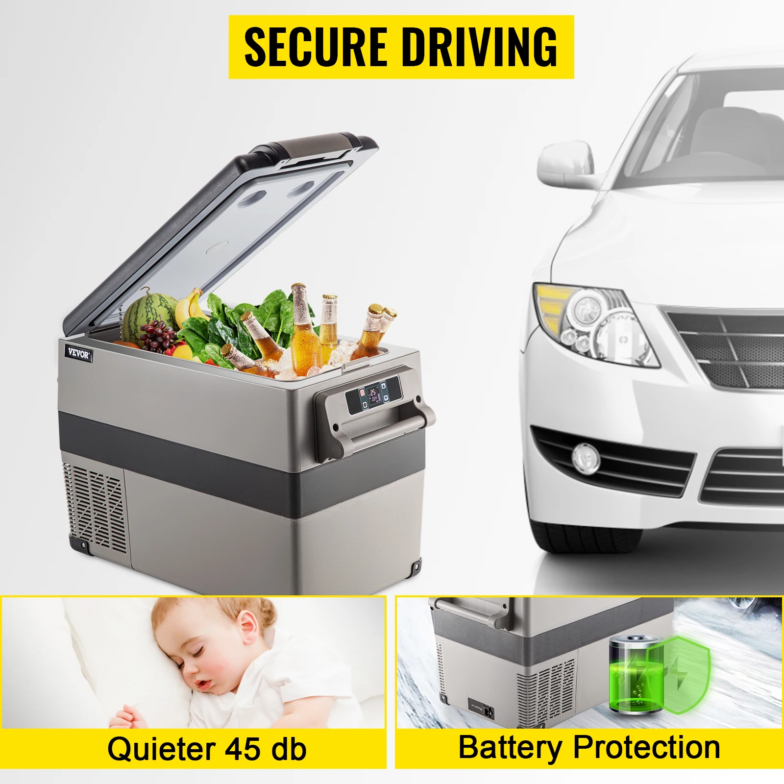 Car Refrigerator 45L Compressor Cooling Box Ship Truck Car and Mini Refrigerator 45W