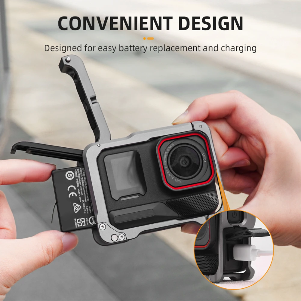 For Insta360 Ace Pro 2 Camera Protective Frame with Cold Shoe Mount Full Protective Aluminium Metal Cage for Insta 360 Ace Pro 2