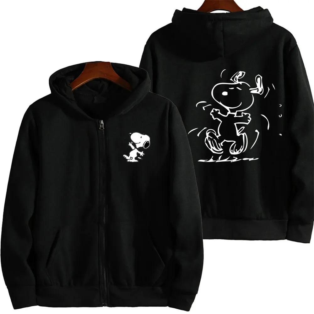 

Snoopy Cartoon Anime Women Zip Up Hoodie Jacket Spring Autumn 2024 New Fashion Men Sweatshirt Couple Oversized Clothes Coats