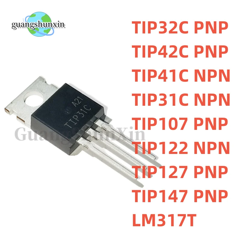 10 Transistor TIP41C NPN 100V 6A - Pacchetto TO-220 Per Amplificatori Audio E Commutazione