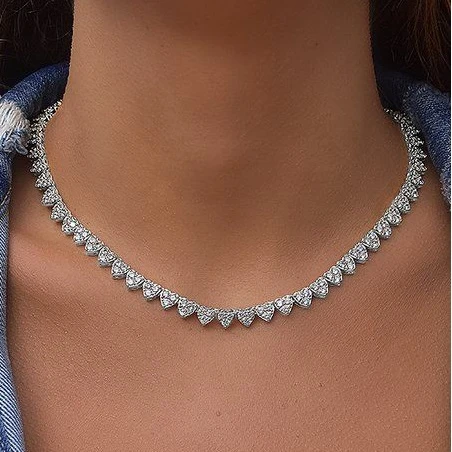 Diamond heart tennis necklace Clearance