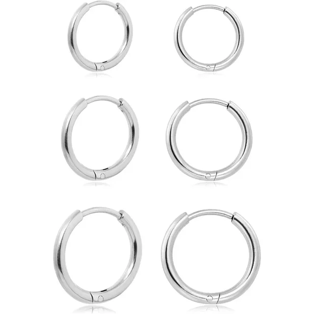 4 Paia Orecchini A Cerchio Ipoallergenici - Acciaio Inox, 8-14 Mm, Per Uomo E Donna - Foto 4