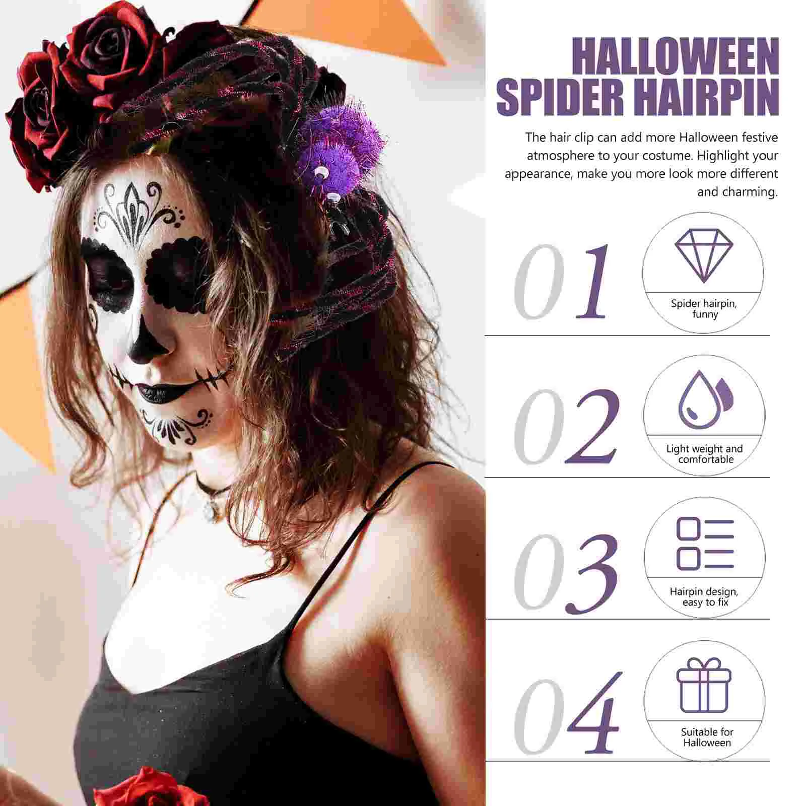 Spider Hairpin Decorative Party Accessory Halloween Large Design Headdress Barrette Barrettes Creative Clip