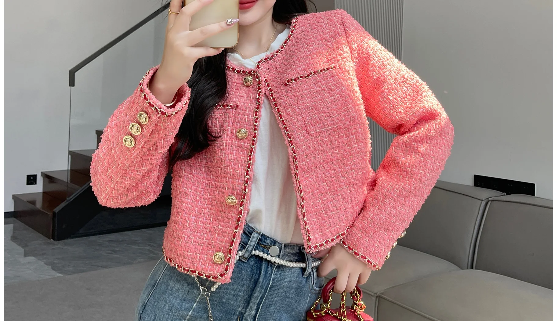 

Pink Salt Style Wear Light Mature Small Fragrant Coat High Class Celebrity 2023 Spring and Autumn New Coat Small Suit Women