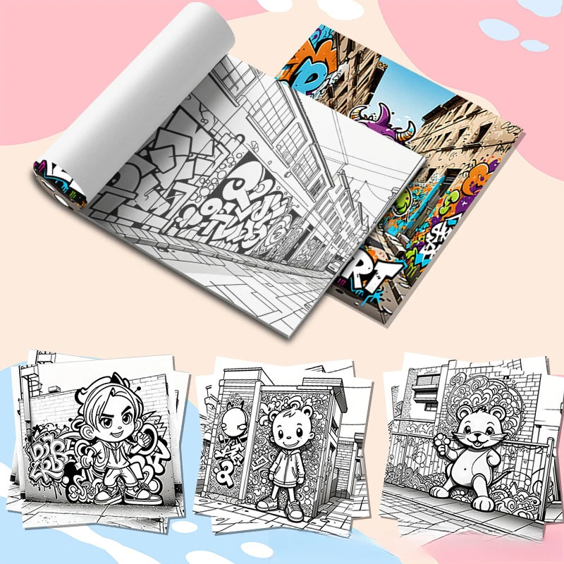 Street Graffiti: A Bold and Simple Creative Coloring Book Featuring Animated Characters and Cute Cartoon Houses 2