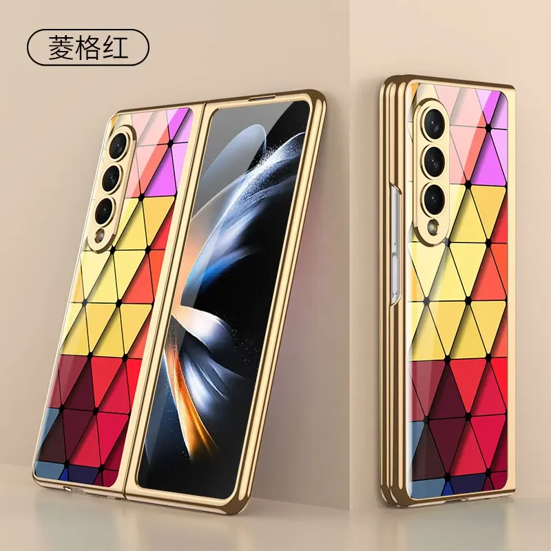 For Samsung Galaxy Z fold 3 case electroplated painted pattern tempered glass co