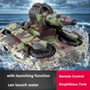 Car Boat Tank 3-In-1 Amphibious RC Battle Tank Dual Mode Switch Shooting Water Integrated Bottom Waterproof Electric Kids RC Toy 1