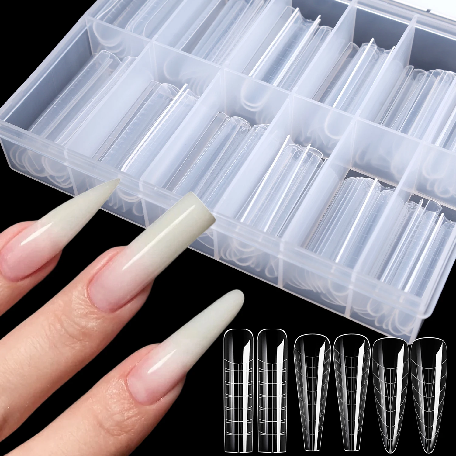 DIY Acrylic Nail Art Tips Transparent Plastic Full Cover