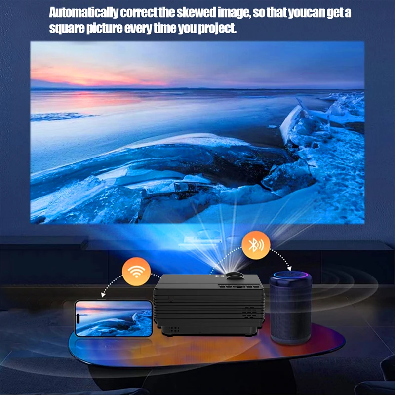 Mini LED Intelligent Projector 4K 1980*1080P BT 5.0 HDMI USB Audio Home Media Player Beamer Outdoor Travel HD Portable Projector