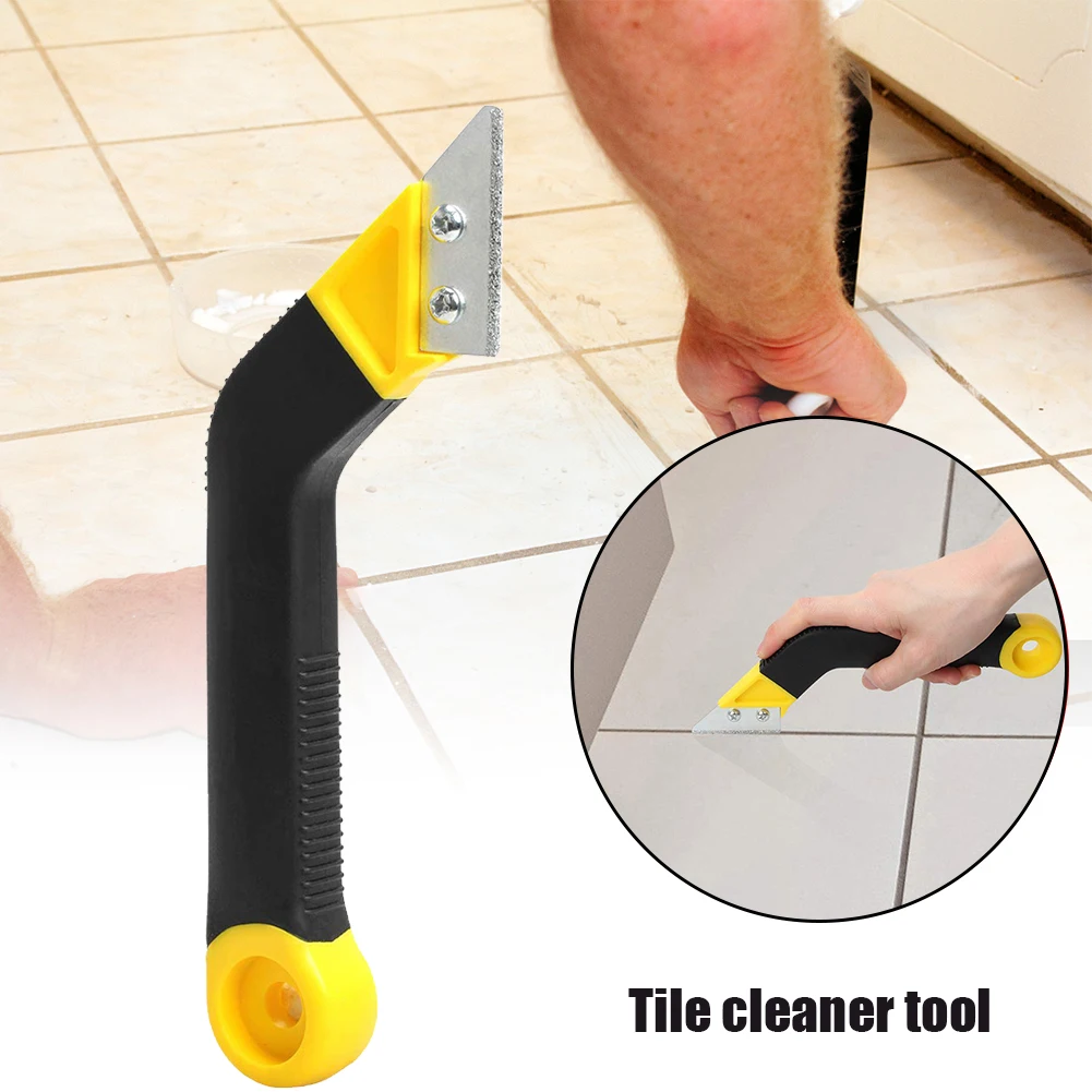 Sturdy Angled Grout Scraping Rake Tool with 3 Pieces Extra Blades Caulk Remover Tool Gap Cleaner for Tile Cleaning 2