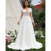 Elegant Lace Chiffon Wedding Dresses A-LINE Bridal Gowns with Exquisite Appliques for Bride 4