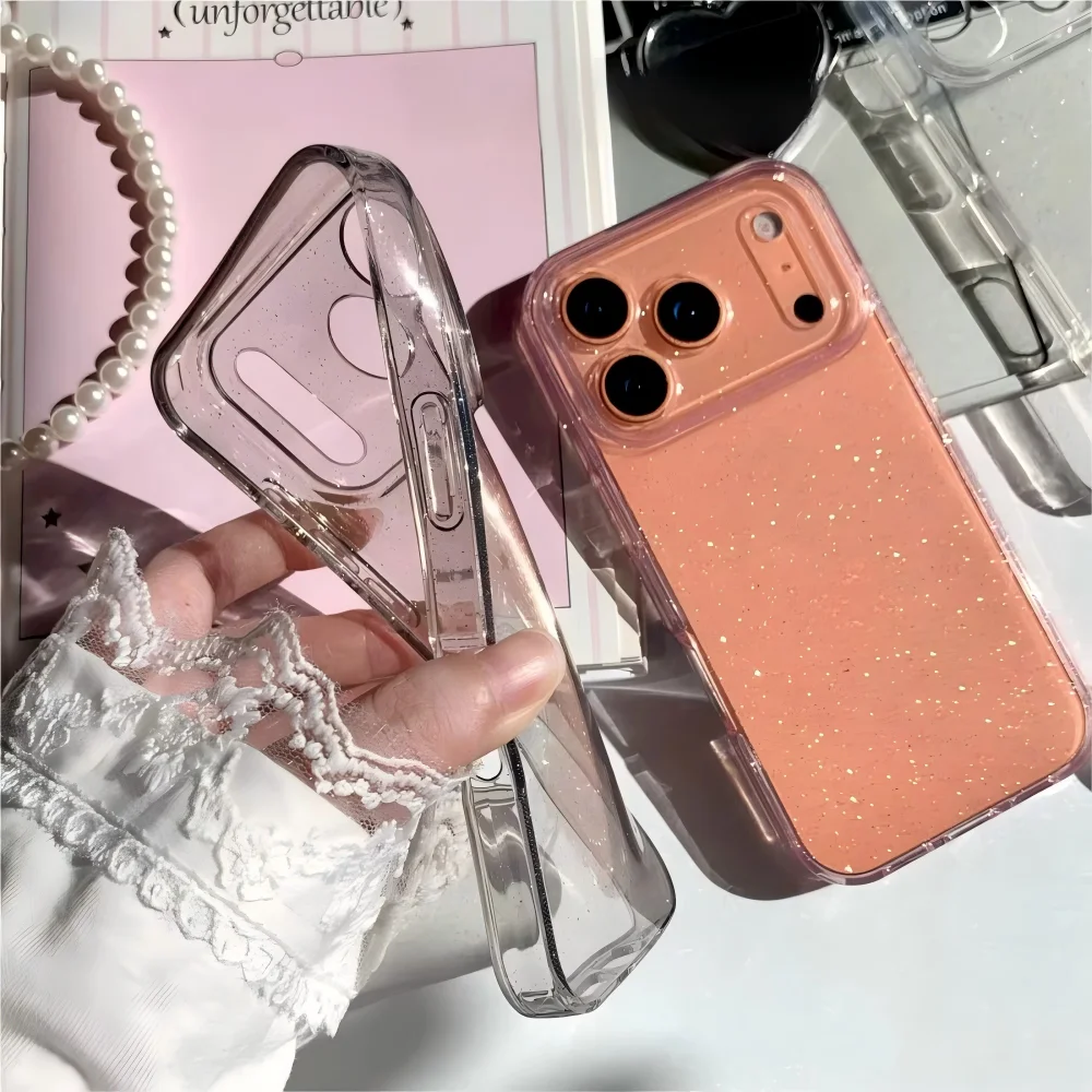 Ultra Thin Glitter Bling TPU Transparent Phone Case - Soft Shockproof Clear Back Cover