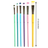 6pcs Professional Artist Paint Brushes Set - Fine Point, Wooden Handles, Nylon Round Pointed Flat Tips Multicolored Paint Brush 2