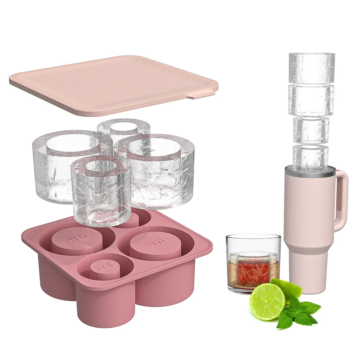 Silicone Ice Cube Tray For ST Ice Maker For Making 3 Hollow Cylinder Cube Molds Chilling Cocktails Whiskey Drinks ice mold