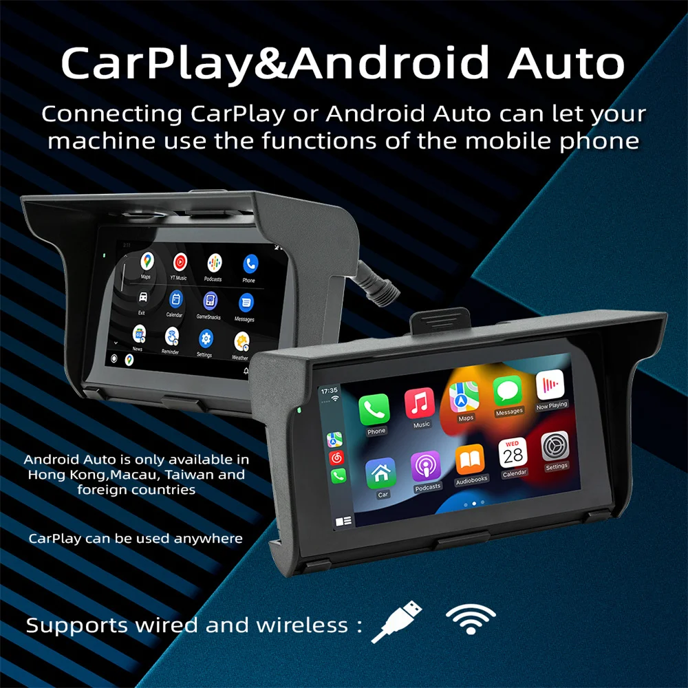 New 5 Inch Touch Motorcycle GPS Navigation Portable Motorcycle Special Navigator Support CarPlay / Android Auto IPX76 Waterproof