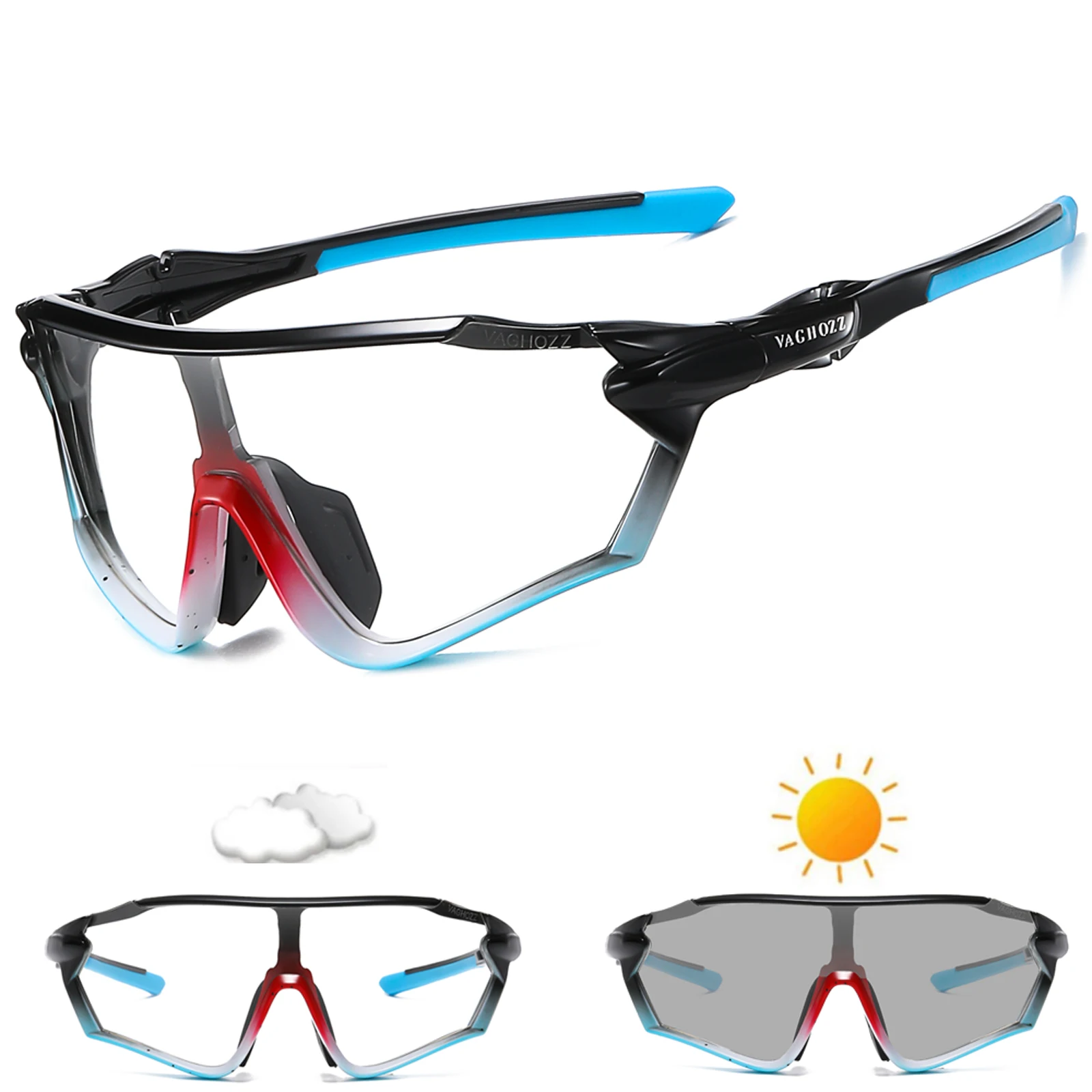 Vaghozz neue Designer uv400 und photo chrome Sonnenbrille Outdoor-Fahrrad brille Männer Frauen Sport brillen MTB Fahrrad Fahrrad brille – Detail 5