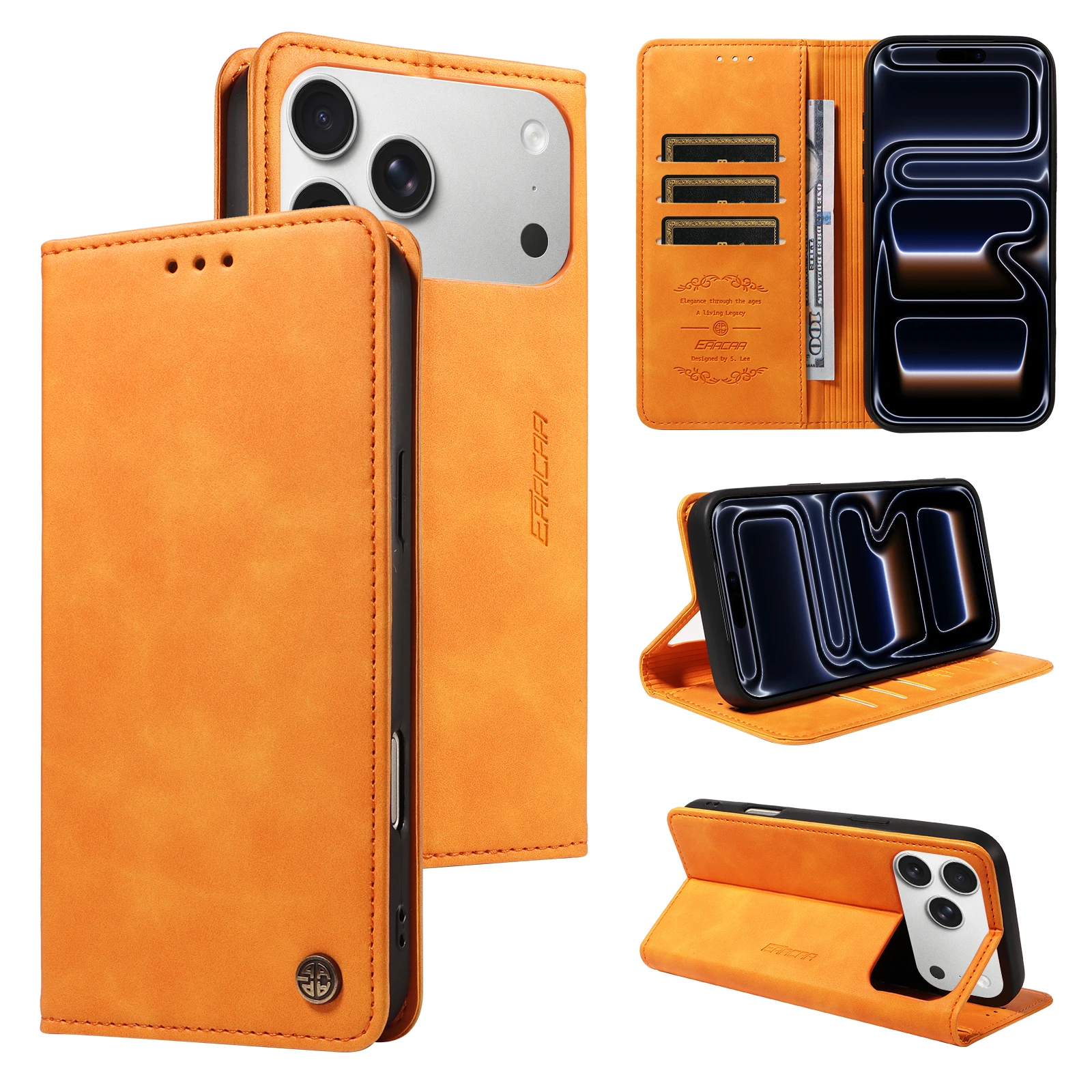 Stylish Faux Leather Flip Phone Case with Card Holder & Stand - Shockproof Cover