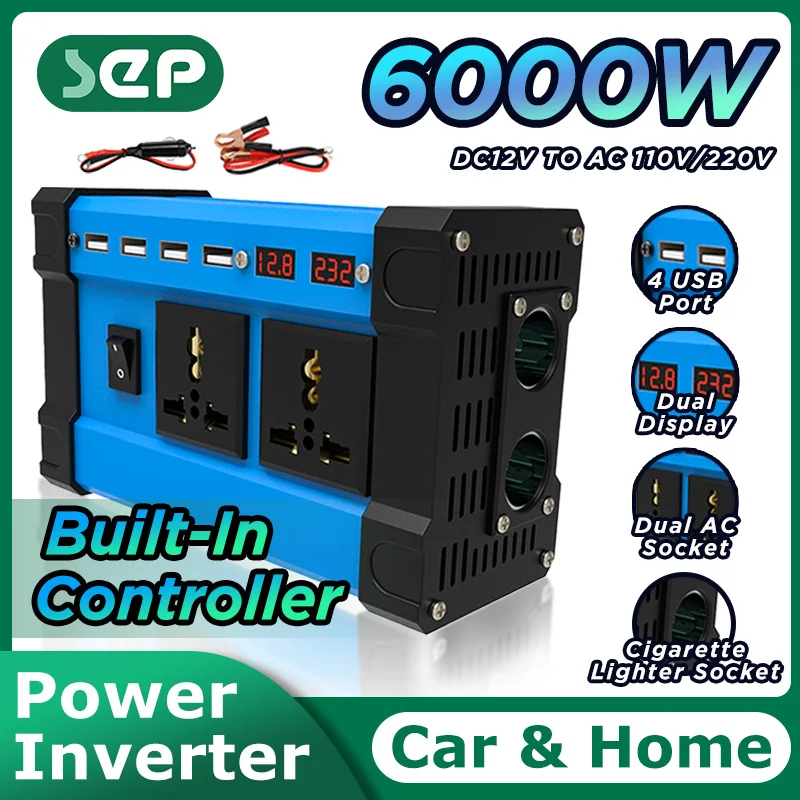 Convertitore Inverter Muslimex Da 12V A 220 V110V Smart Lcd Dual Display 4Usb 4.2A Caricabatterie Rapido Controller Integrato
