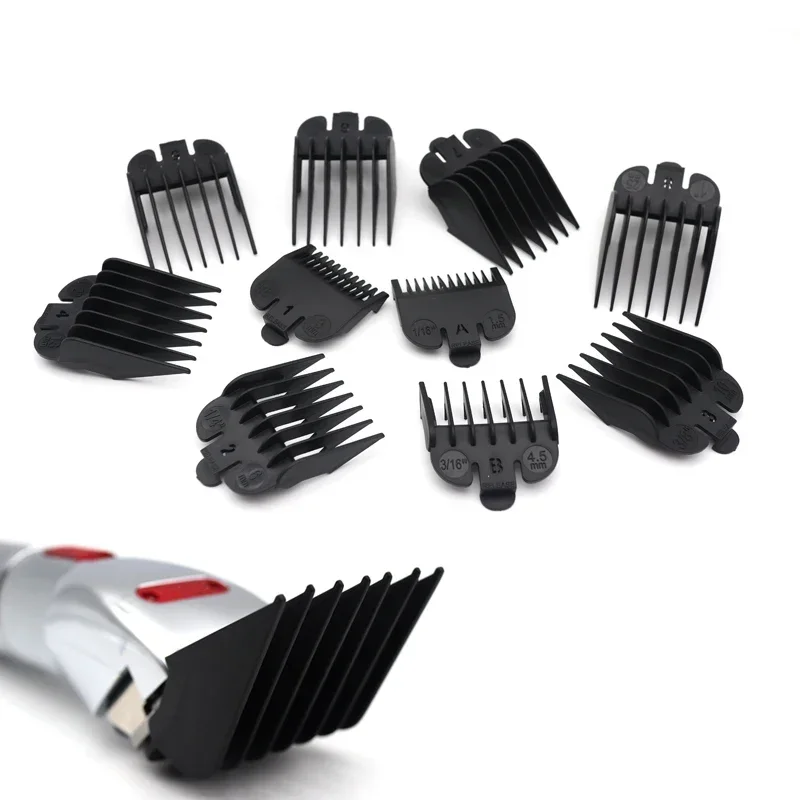 10 pcs durable limit guide comb guards set haircut trimmer guards attachment for grooming cutting trimming hairdressing tools 10pcs Universal Guards Hair Cutting Combs for Professional Hair Trimmer Machine Barber Accessories Trimmer Limit Combs 1.5-25mm