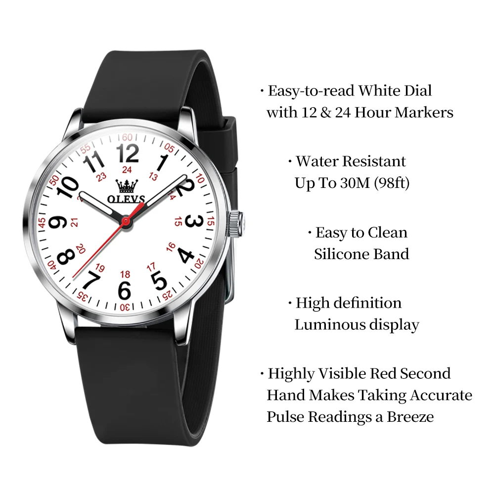 OLEVS Women Watches Luxury Fashion Silicone Strap Watch for Ladies Elegant Waterproof Quartz Wristwatch Top Clock Womens Watch