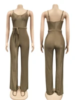 HBLL Women's Sexy Jumpsuits Clubwear Elegant Party Rompers High Waisted Wide Leg Pants One Piece Sleeveless Jumpsuit with Belt - Image 4